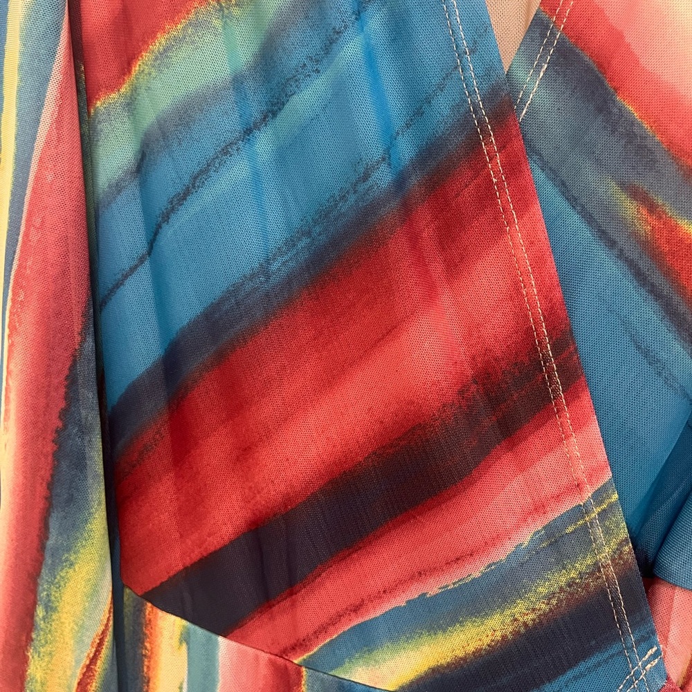 Elan Vibrant Striped wrap dress - Picture 2 of 3